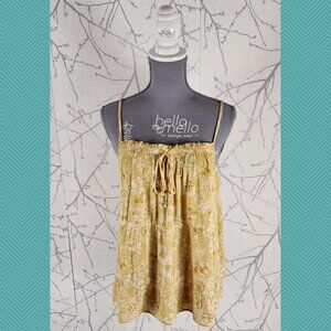 Wild Skye Yellow Floral Printed Strappy Crinkle Tank